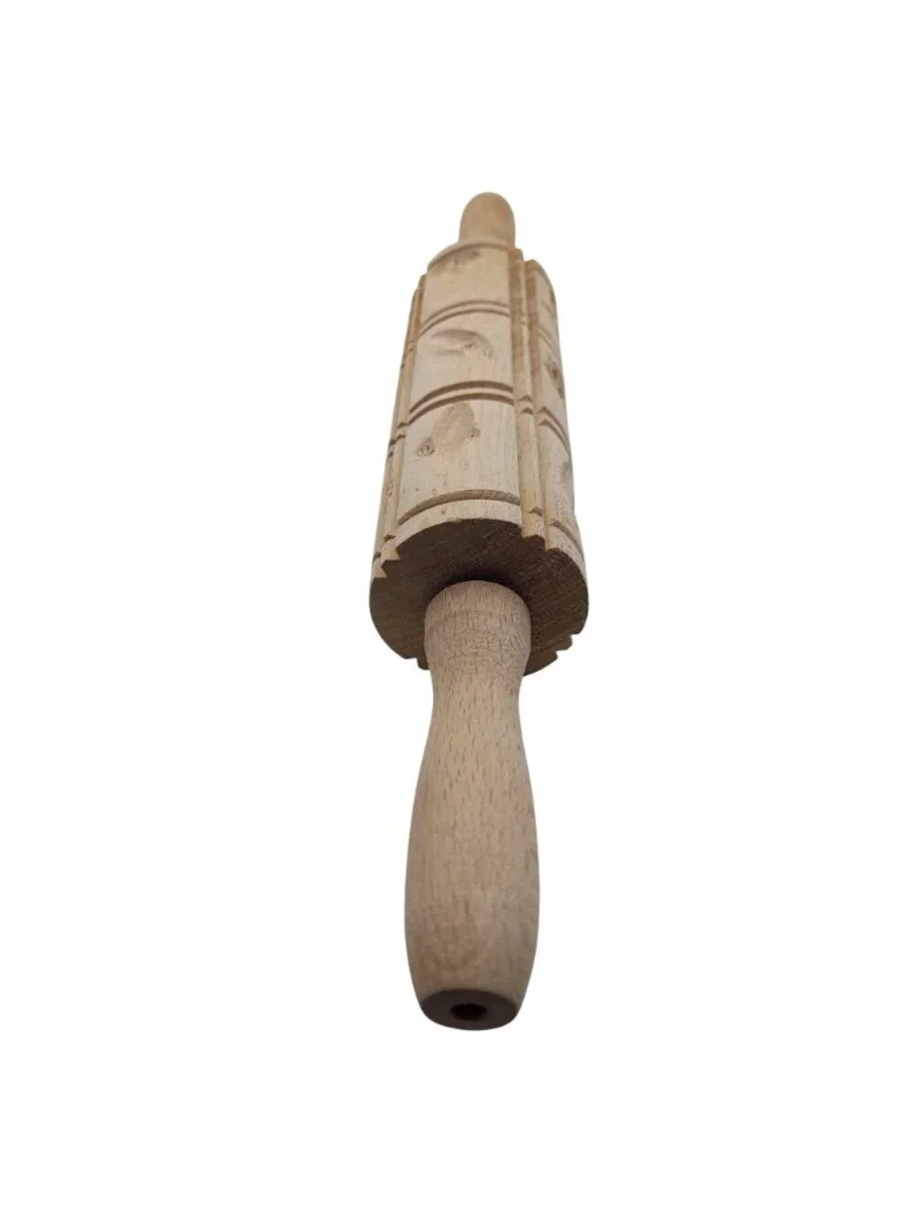 NEW Springerle Wooden Rolling Pin Embossed Cookie Dough Floral Leaf Beachwood